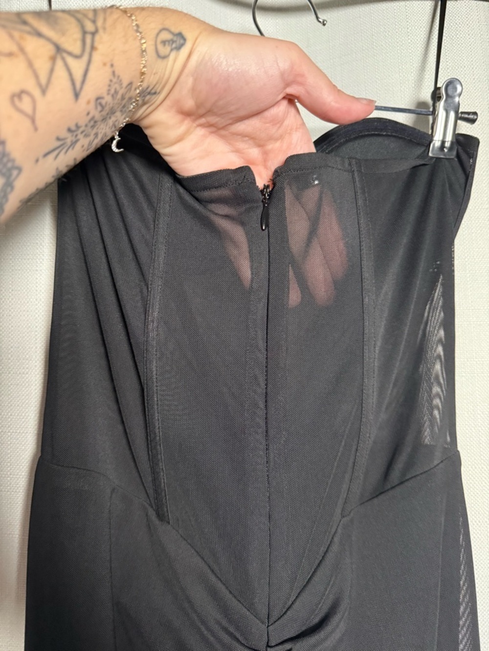 ASOS DESIGN Premium Mesh Bandeau Corset Ruched Black Midi Dress Size US 6 - Picture 8 of 10